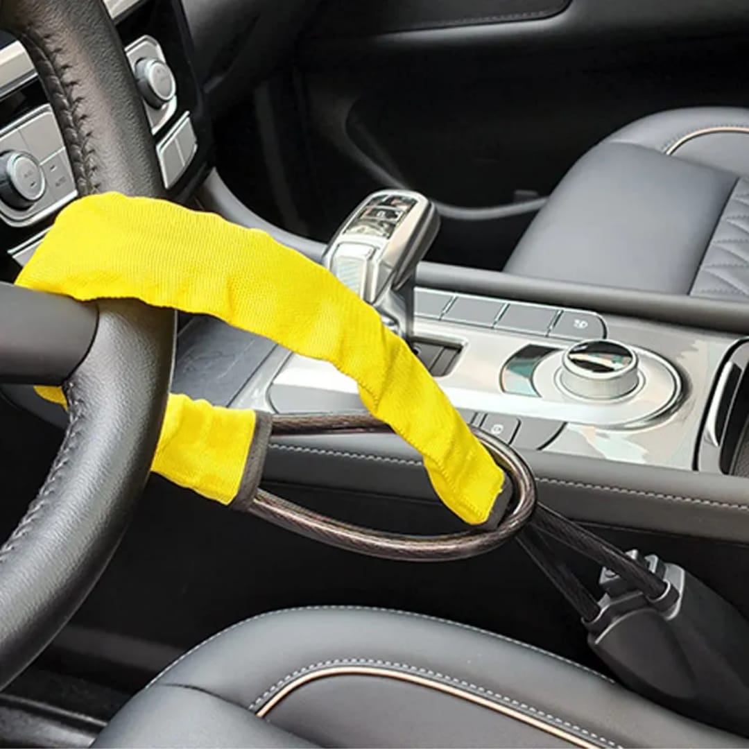 Car Steering Wheel Lock With Seat Belt Socket