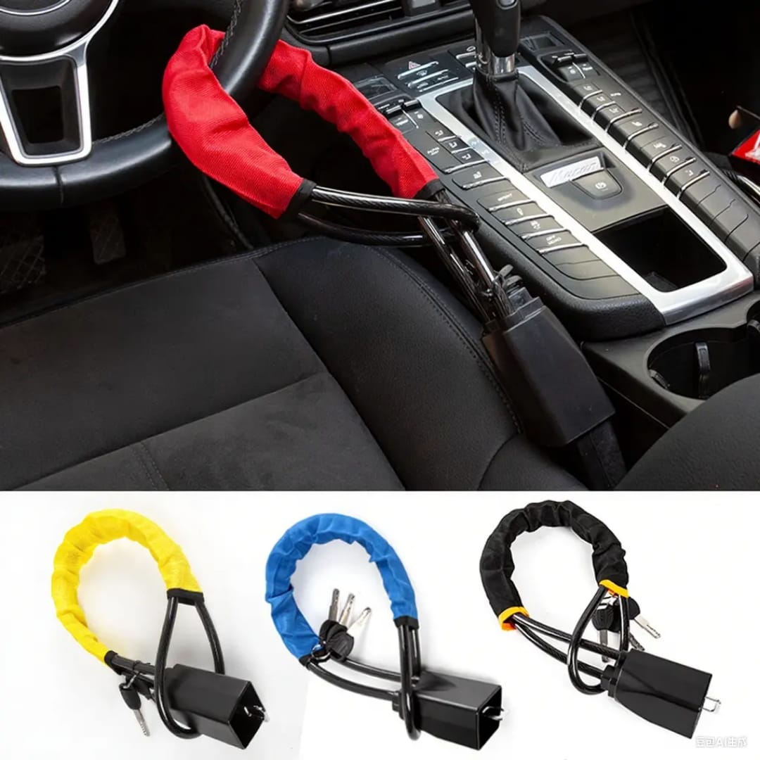 Car Steering Wheel Lock With Seat Belt Socket